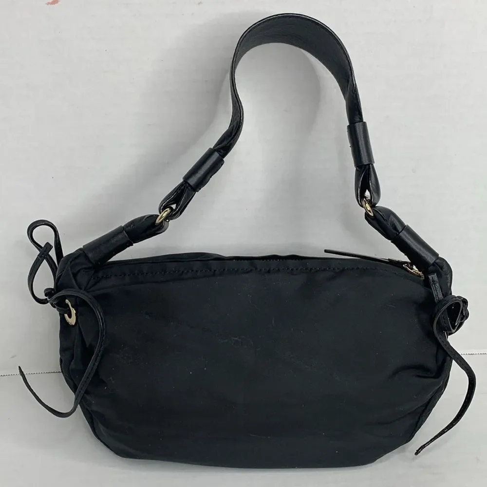 Kate Spade black nylon leather hobo shoulder bag